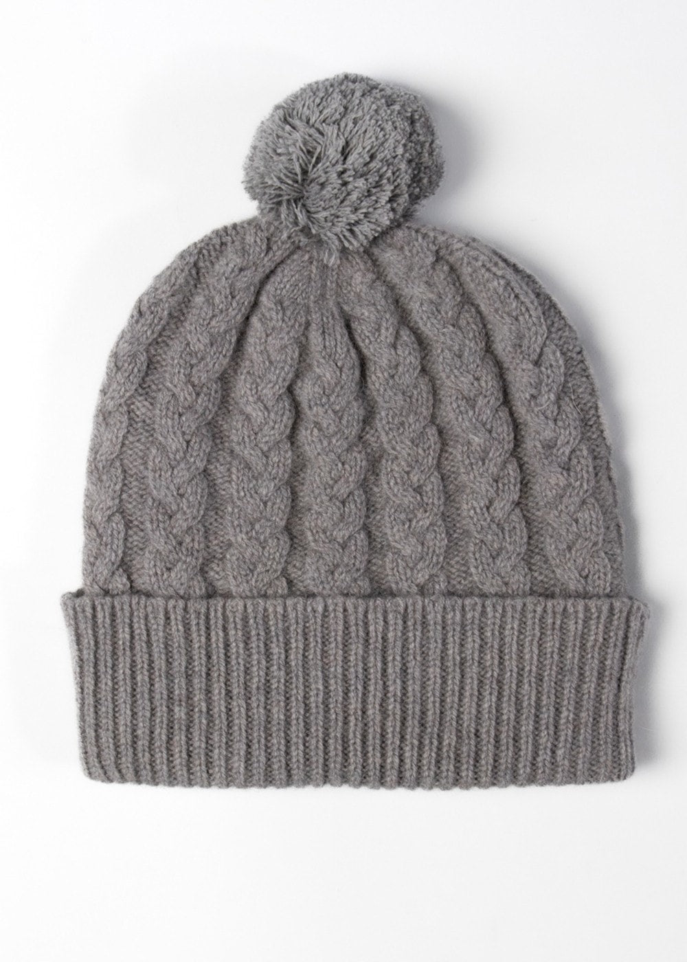 Fliss Lambswool Cable Pom Pom Beanie - Dove - 1