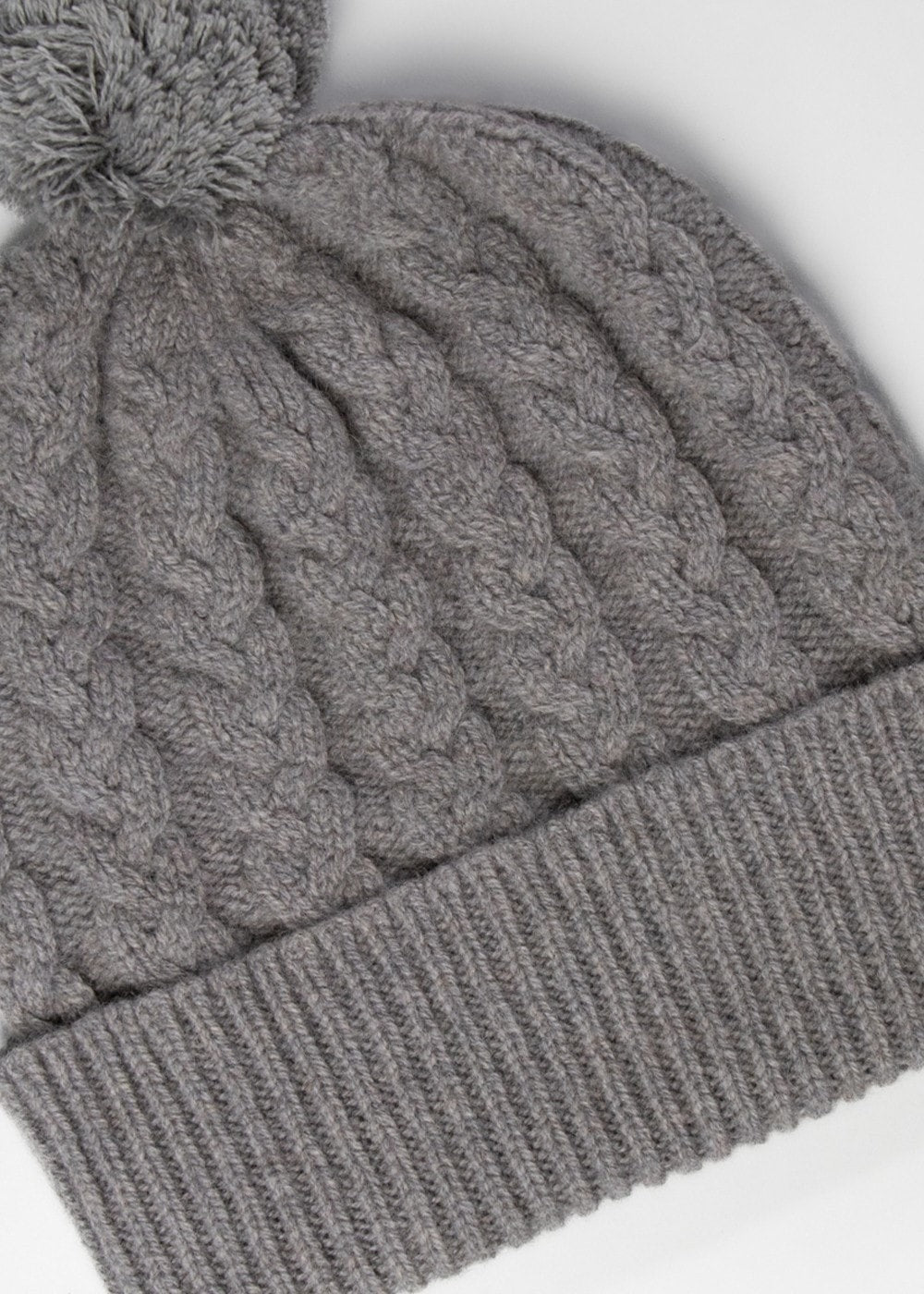 Fliss Lambswool Cable Pom Pom Beanie - Dove - 2