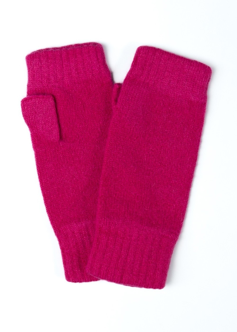 Fliss Lambswool Fingerless Mittens - Cranberry - 1