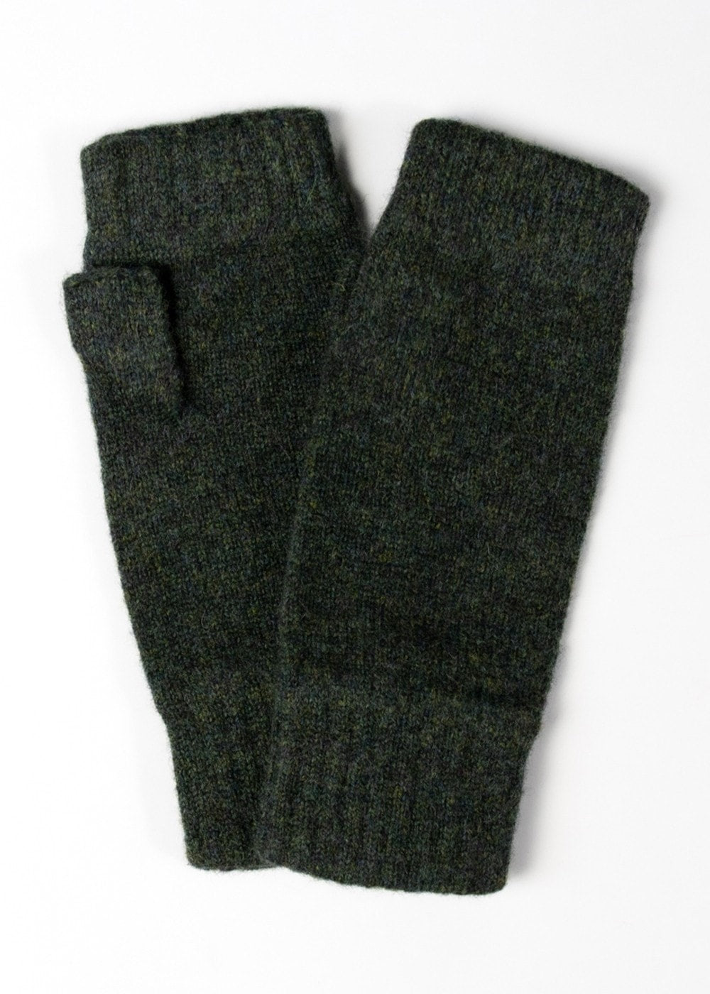 Fliss Lambswool Fingerless Mittens - Pine - 1