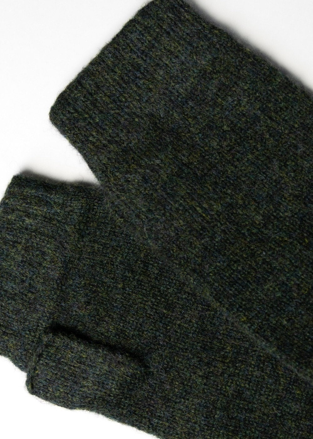 Fliss Lambswool Fingerless Mittens - Pine - 3