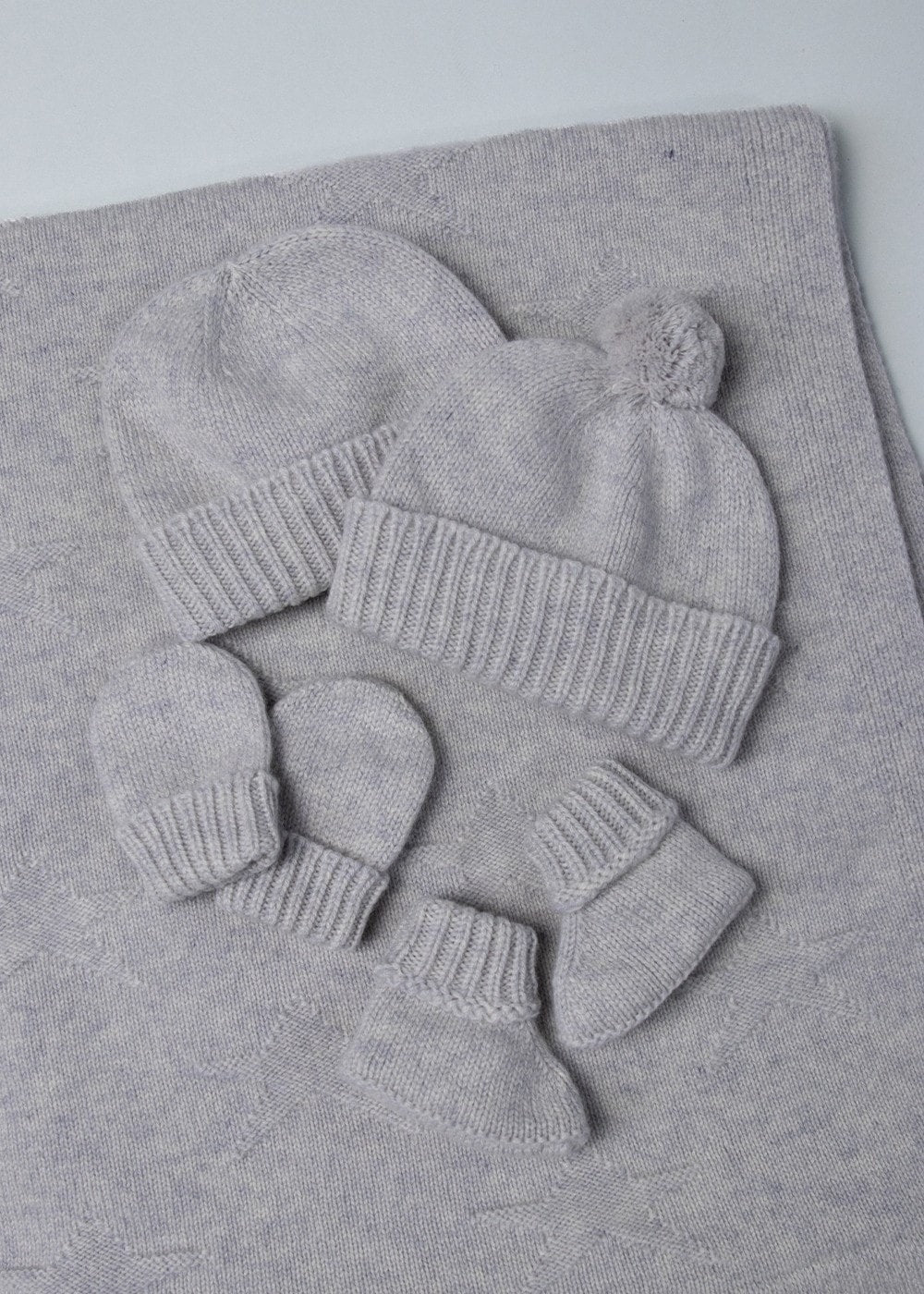 Cashmere Baby Bobble Hat - Cloud - 1