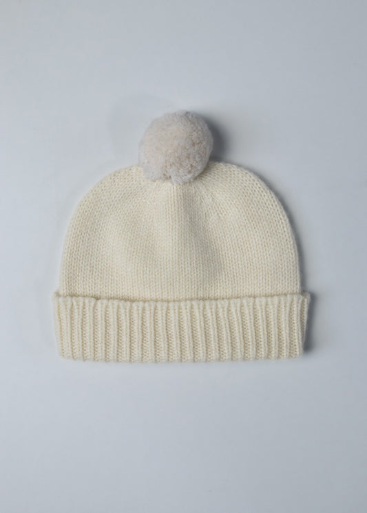 Cashmere Baby Bobble Hat - Powder - 0