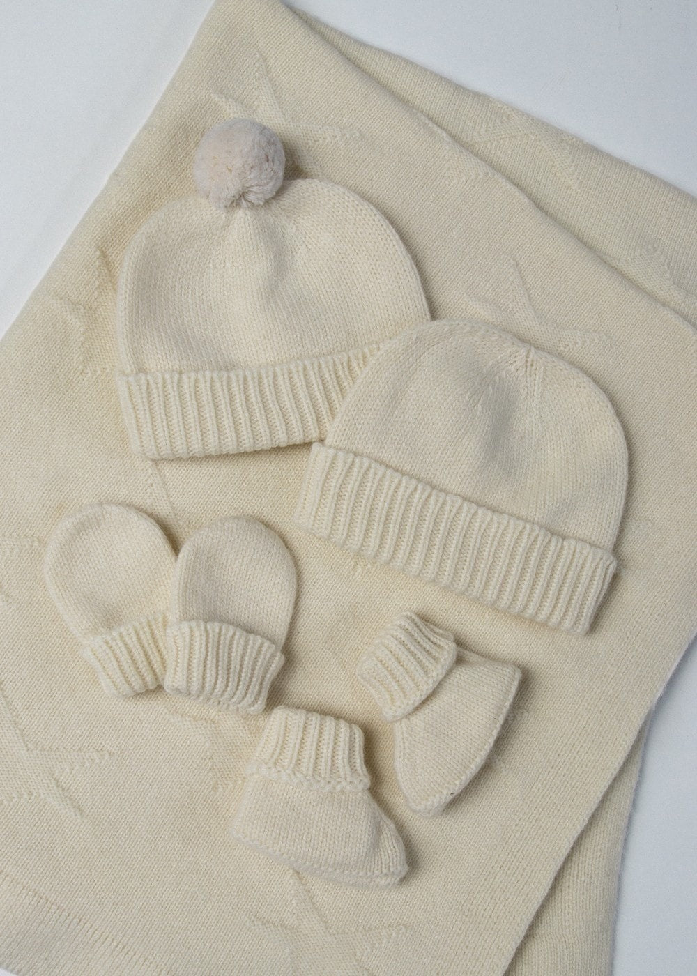 Cashmere Baby Bobble Hat - Powder - 1