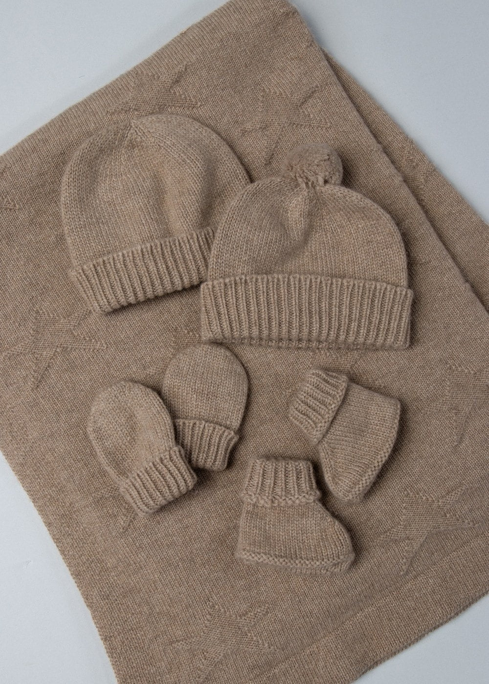 Cashmere Baby Bobble Hat - Teddy Bear - 1