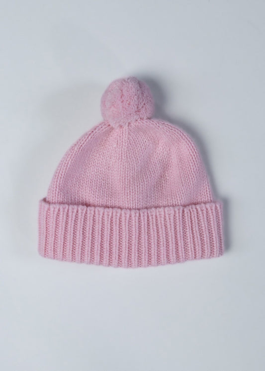 Cashmere Baby Bobble Hat - Ballet Slipper - 0