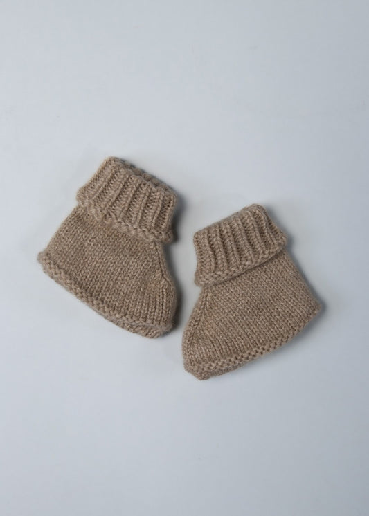 Cashmere Baby Booties - Teddy Bear - 0