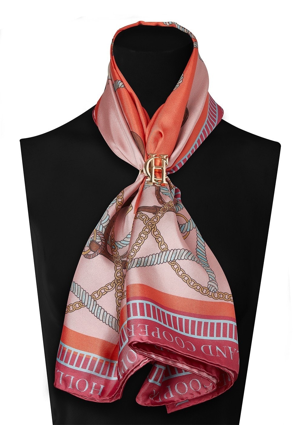 Regal Horse Silk Scarf - Coral - 2