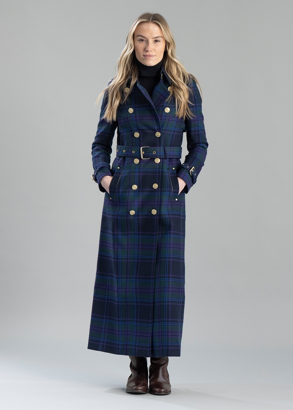 Marlborough Trench Coat Full Length - Heather Tartan - 1