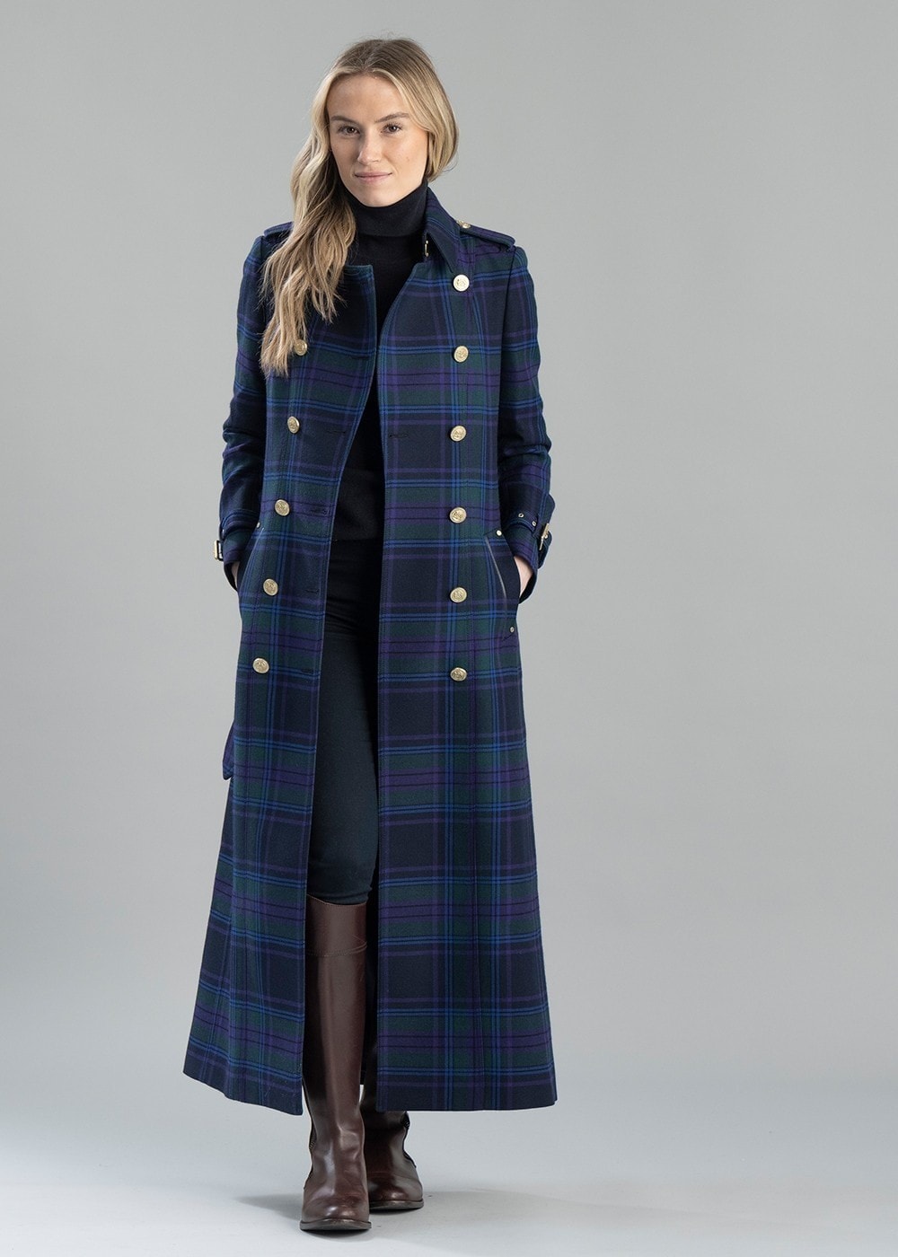 Marlborough Trench Coat Full Length - Heather Tartan - 2