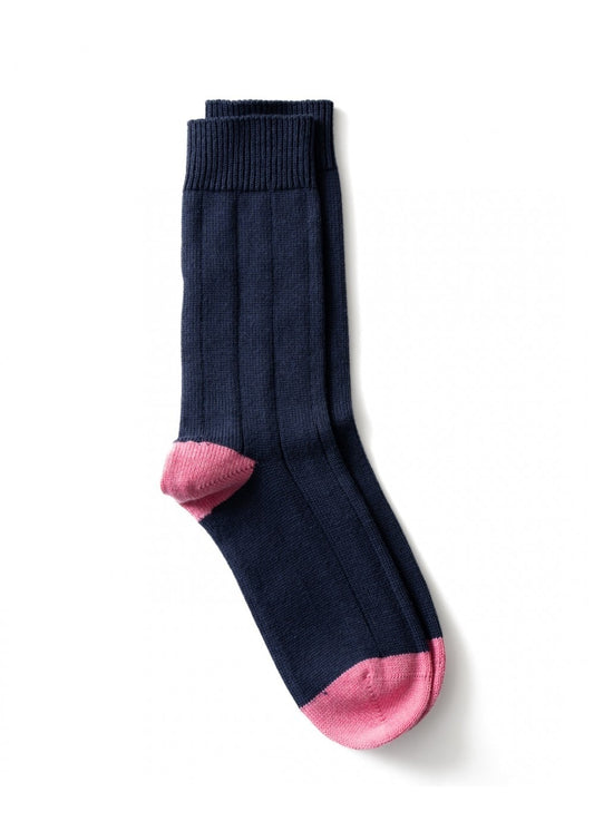 Rosie Socks - Navy and Rose - 1