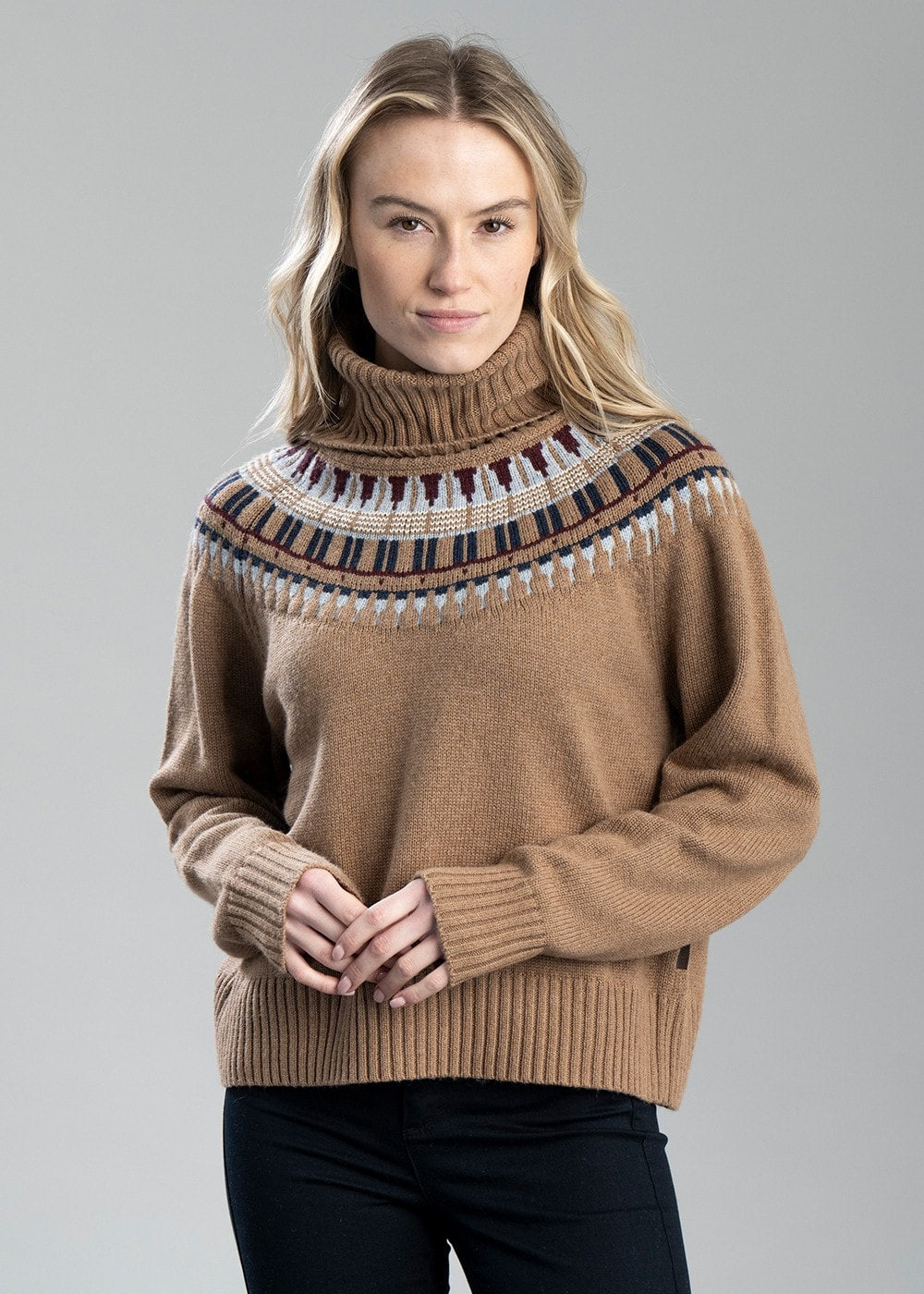 Filey Roll Neck Jumper AW24 - Warm Sand - 1