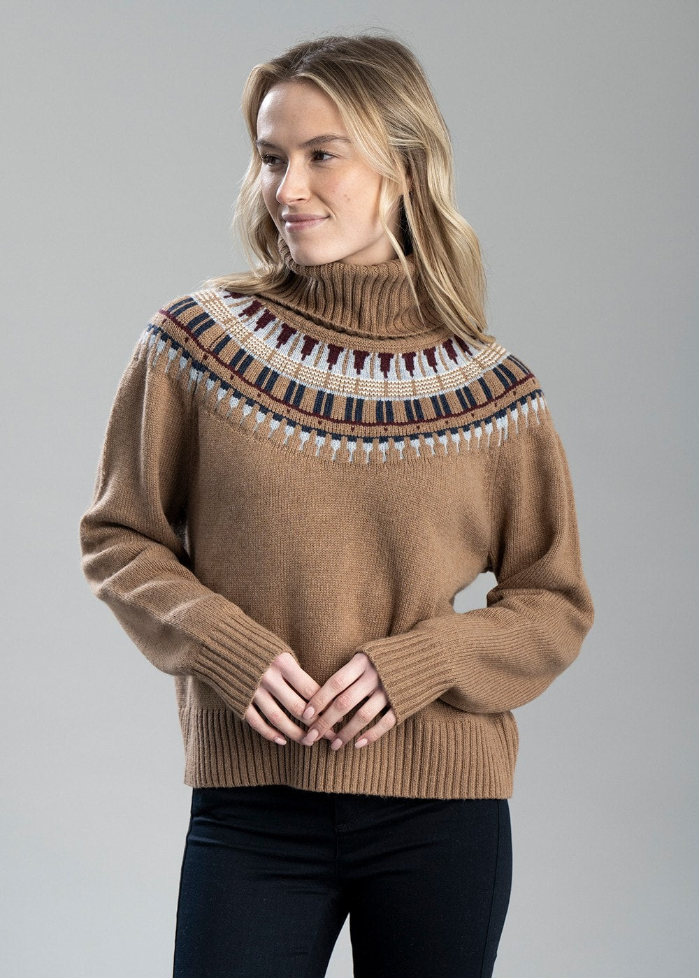 Filey Roll Neck Jumper AW24 - Warm Sand - 2