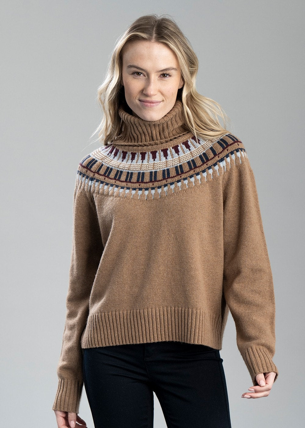 Filey Roll Neck Jumper AW24 - Warm Sand - 3