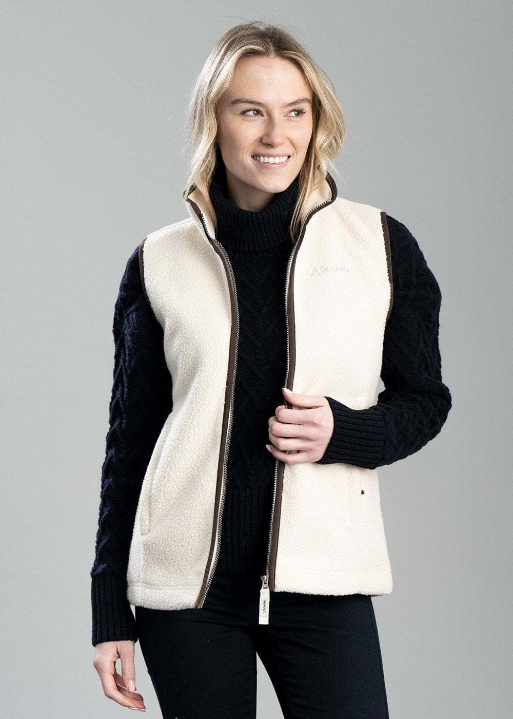 Lyndon Retro Fleece Gilet AW24 - Ecru - 1