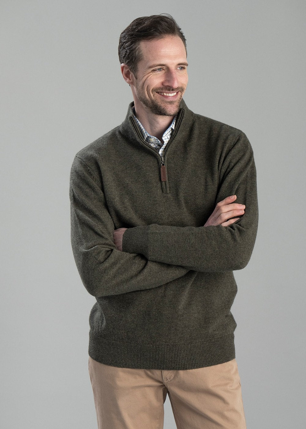 Lewis Lambswool 1/4 Zip Jumper - Woodland - 2