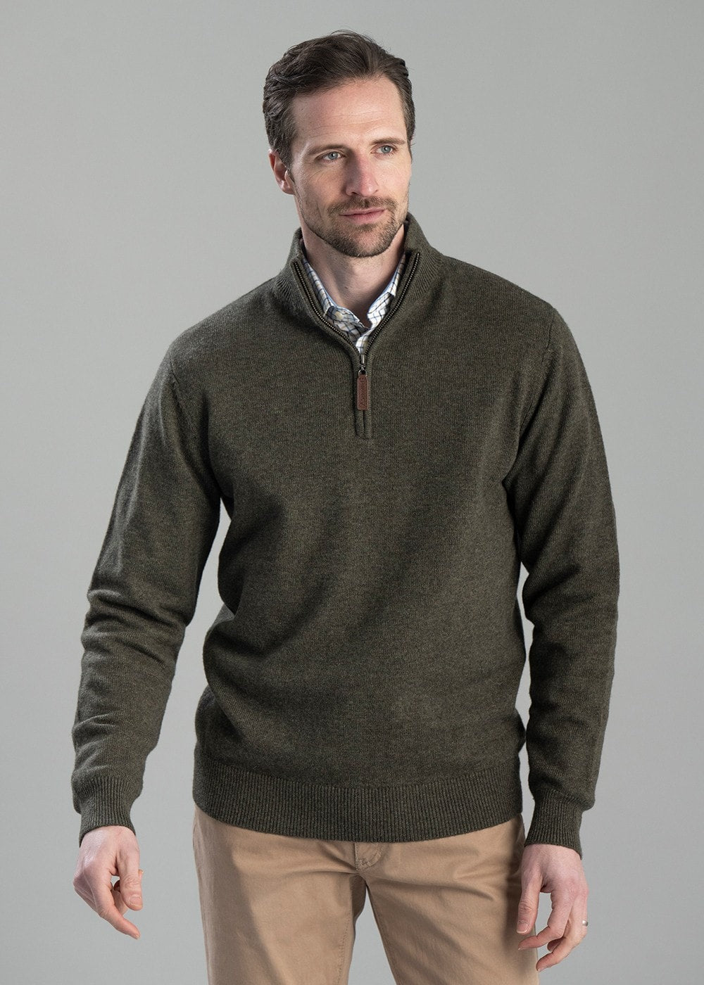 Lewis Lambswool 1/4 Zip Jumper - Woodland - 3