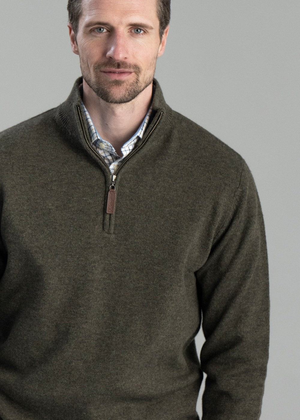 Lewis Lambswool 1/4 Zip Jumper - Woodland - 4