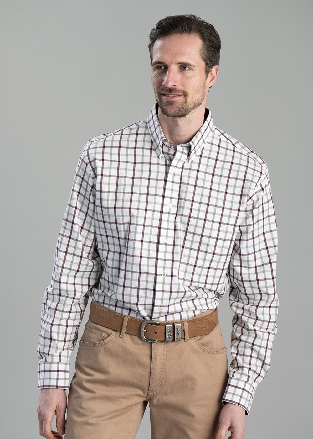 Brancaster Shirt - Wine Check - 3