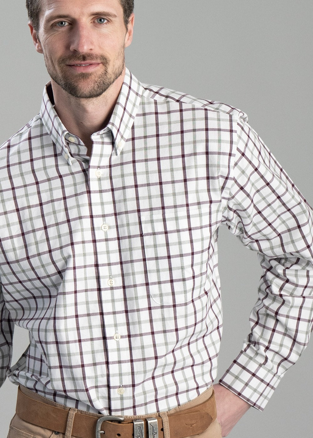 Brancaster Shirt - Wine Check - 4