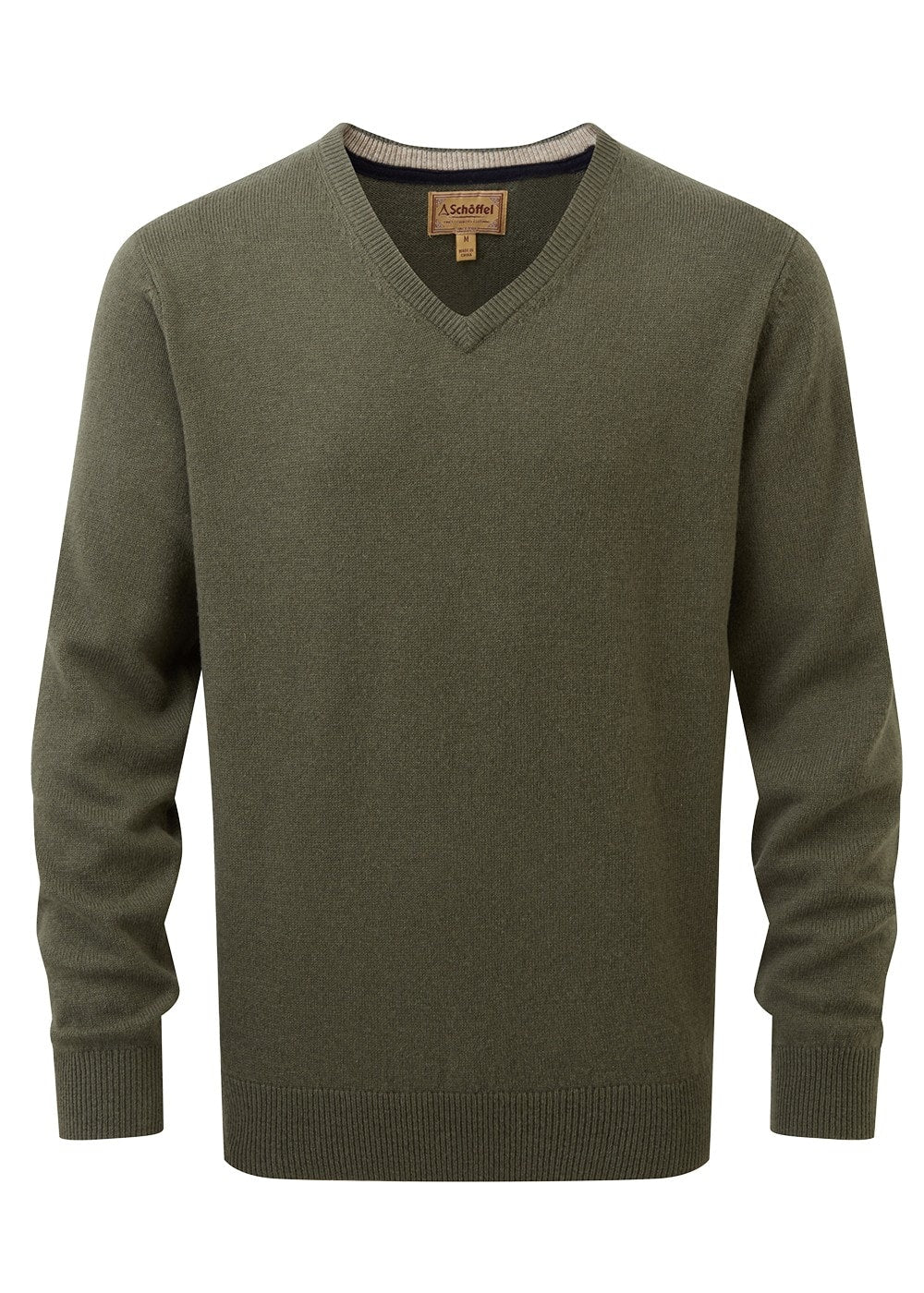 Lewis Lambswool V-Neck Jumper - Woodland - 7