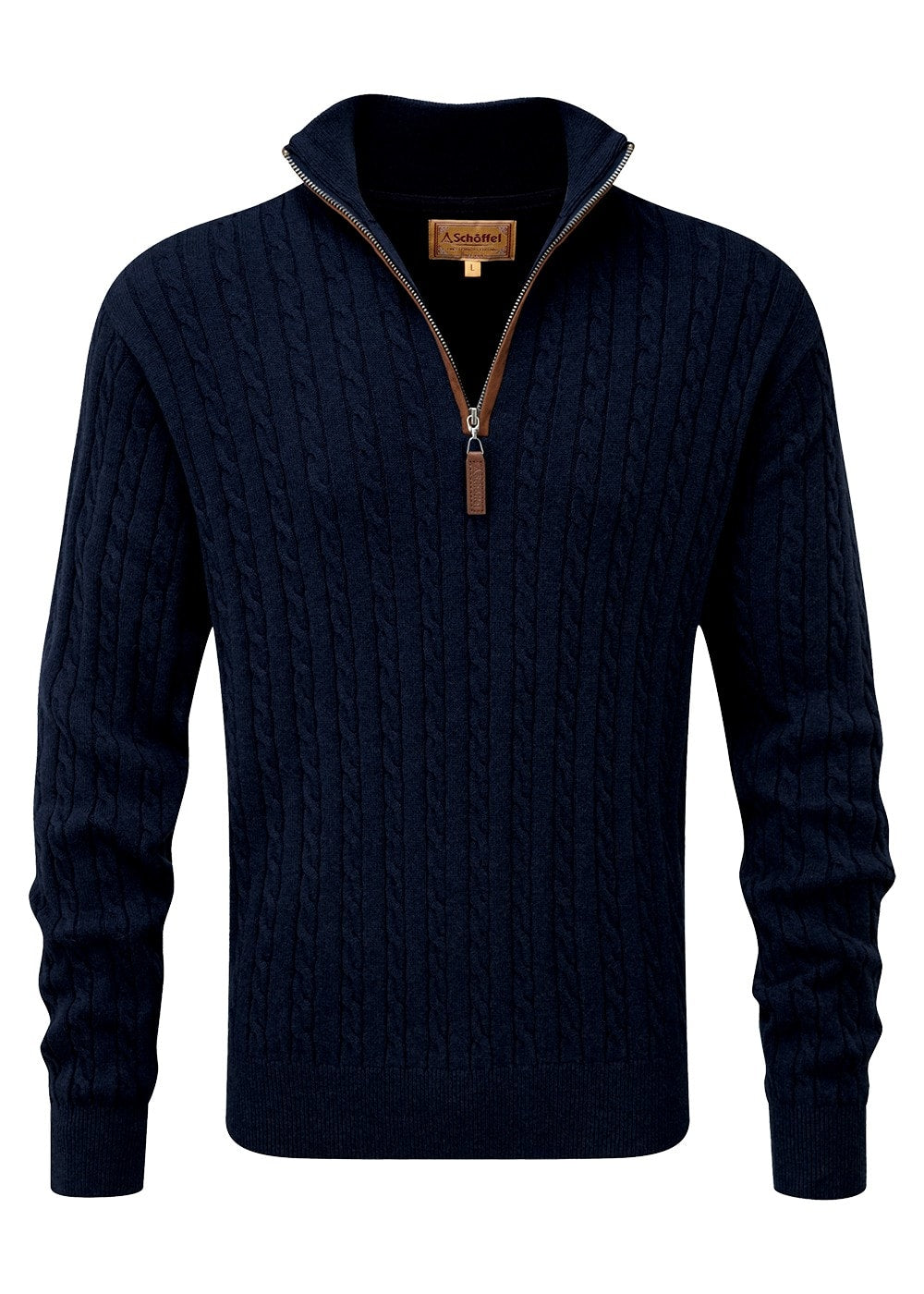 Calton Cotton Cashmere Cable 1/4 Zip Jumper - Navy - 5