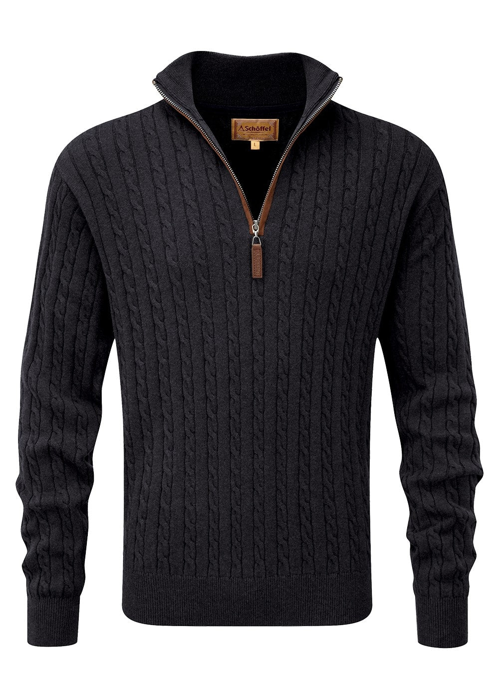 Calton Cotton Cashmere Cable 1/4 Zip Jumper - Charcoal - 7