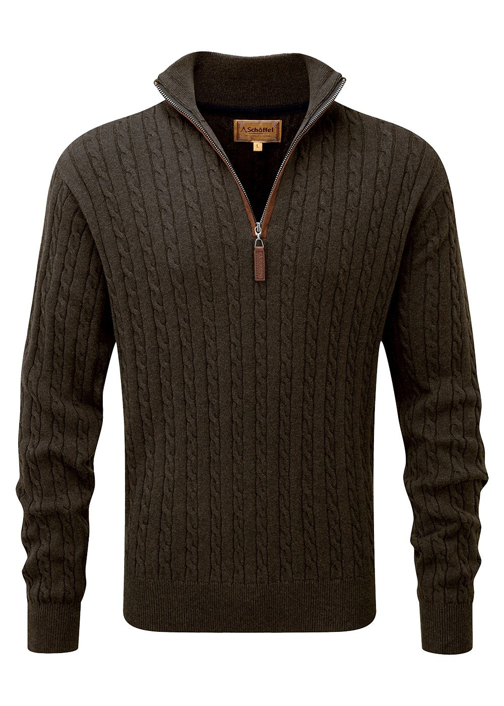 Calton Cotton Cashmere Cable 1/4 Zip Jumper - Loden Green - 6