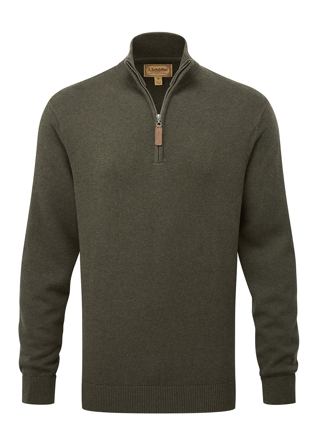 Calton Cotton Cashmere  1/4 Zip Jumper - Loden Green - 8