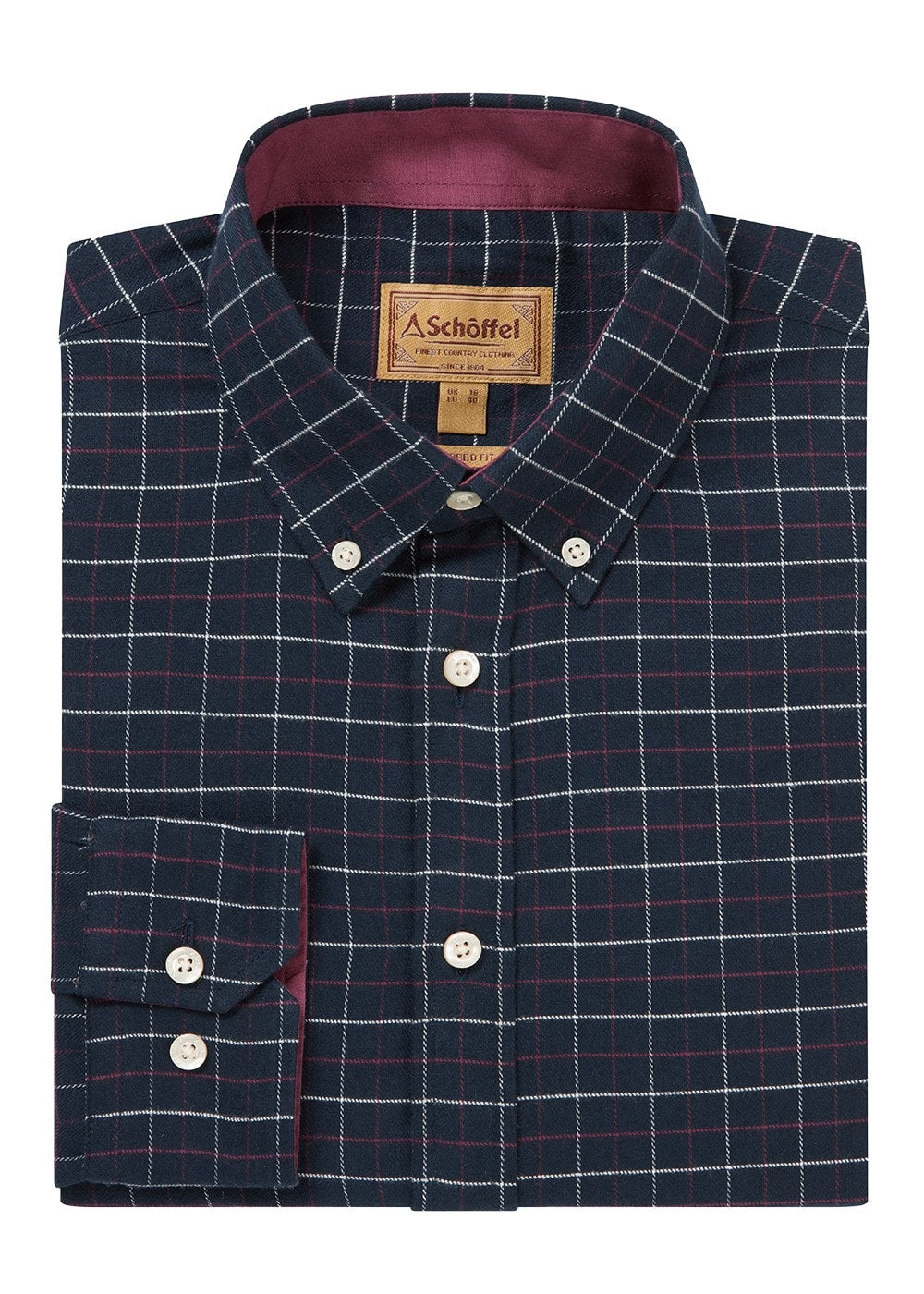 Aldeburgh Tailored Shirt - Navy, Red and Ecru Check - 6