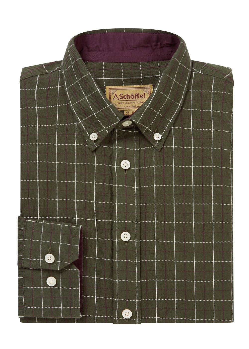 Aldeburgh Tailored Shirt - Woodland, Wine and Ecru Check - 5