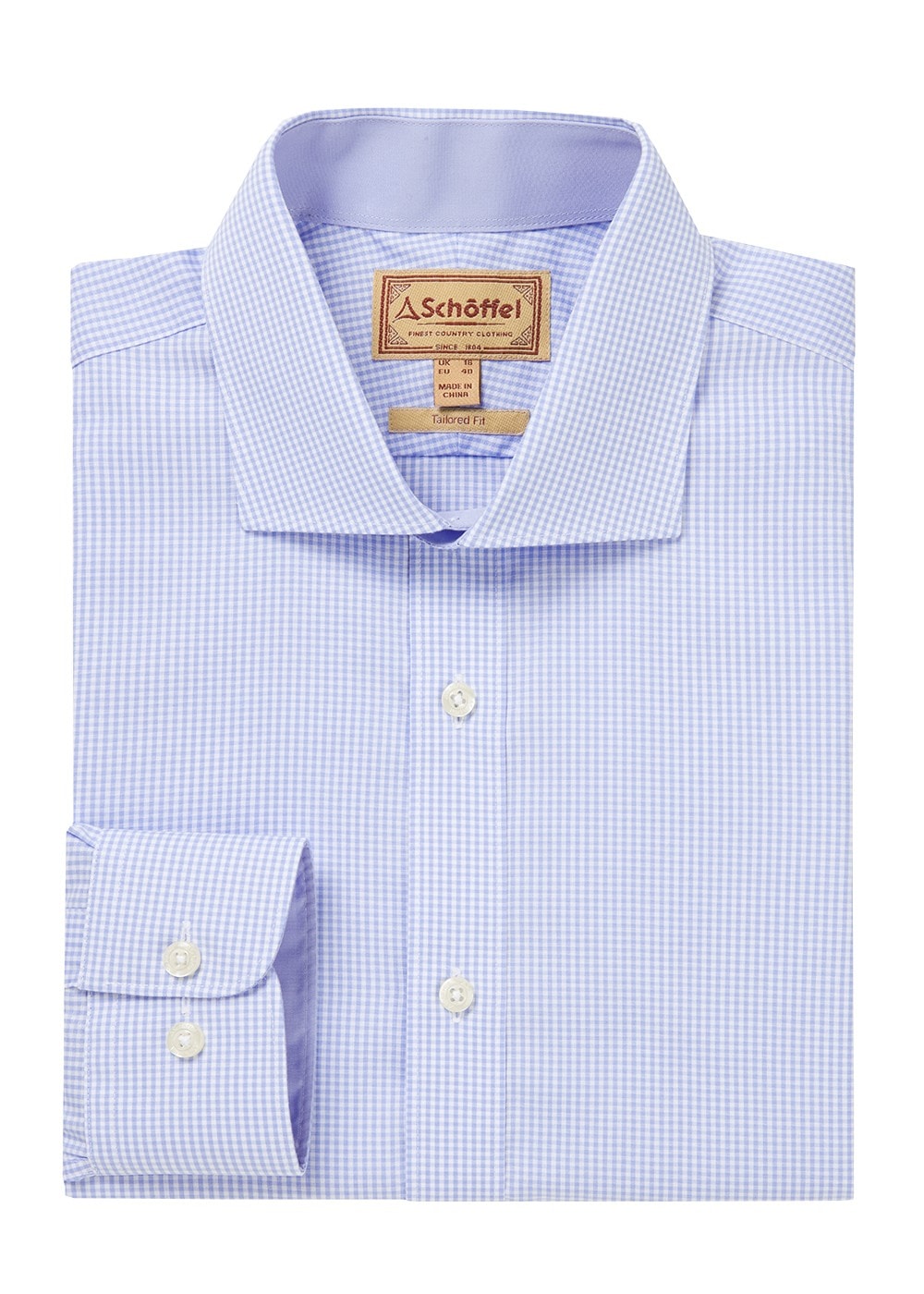 Greenwich Tailored Shirt - Light Blue Micro Check - 5