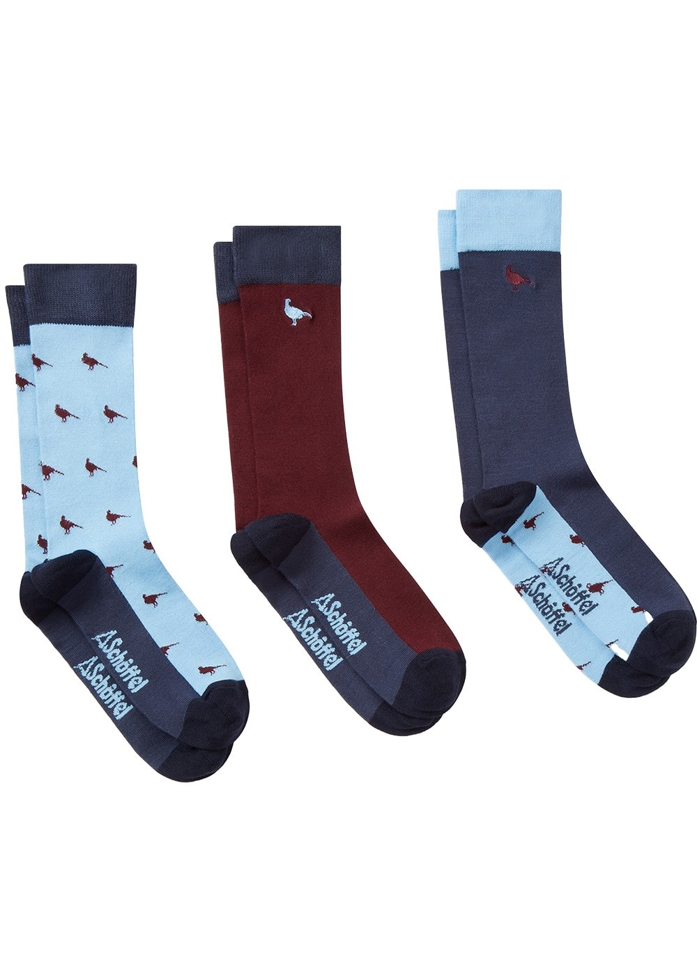 Bamboo Socks (Pack of 3) - Wine Pheasant - 2