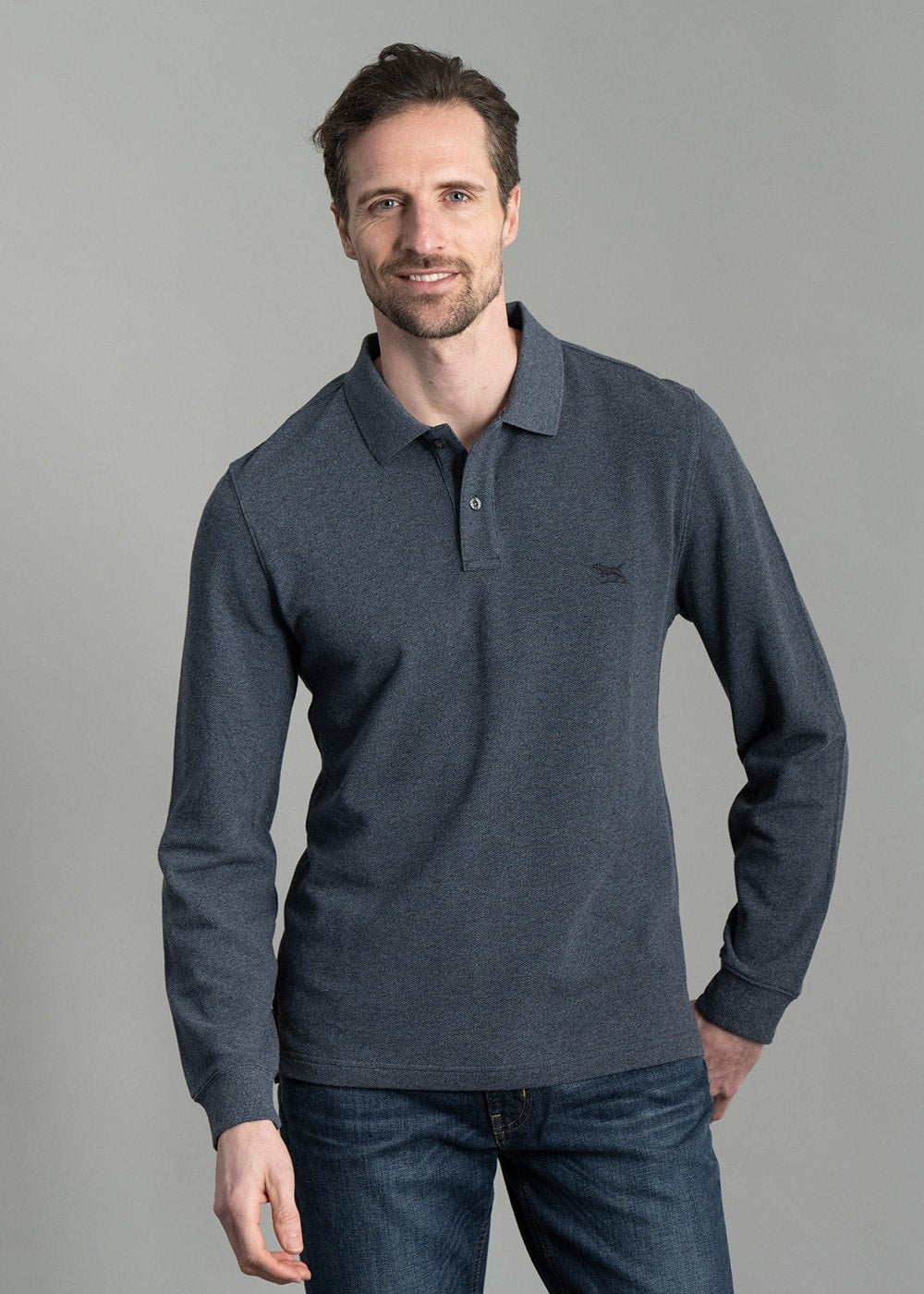 Gunn Long Sleeved Polo - Marine - 1