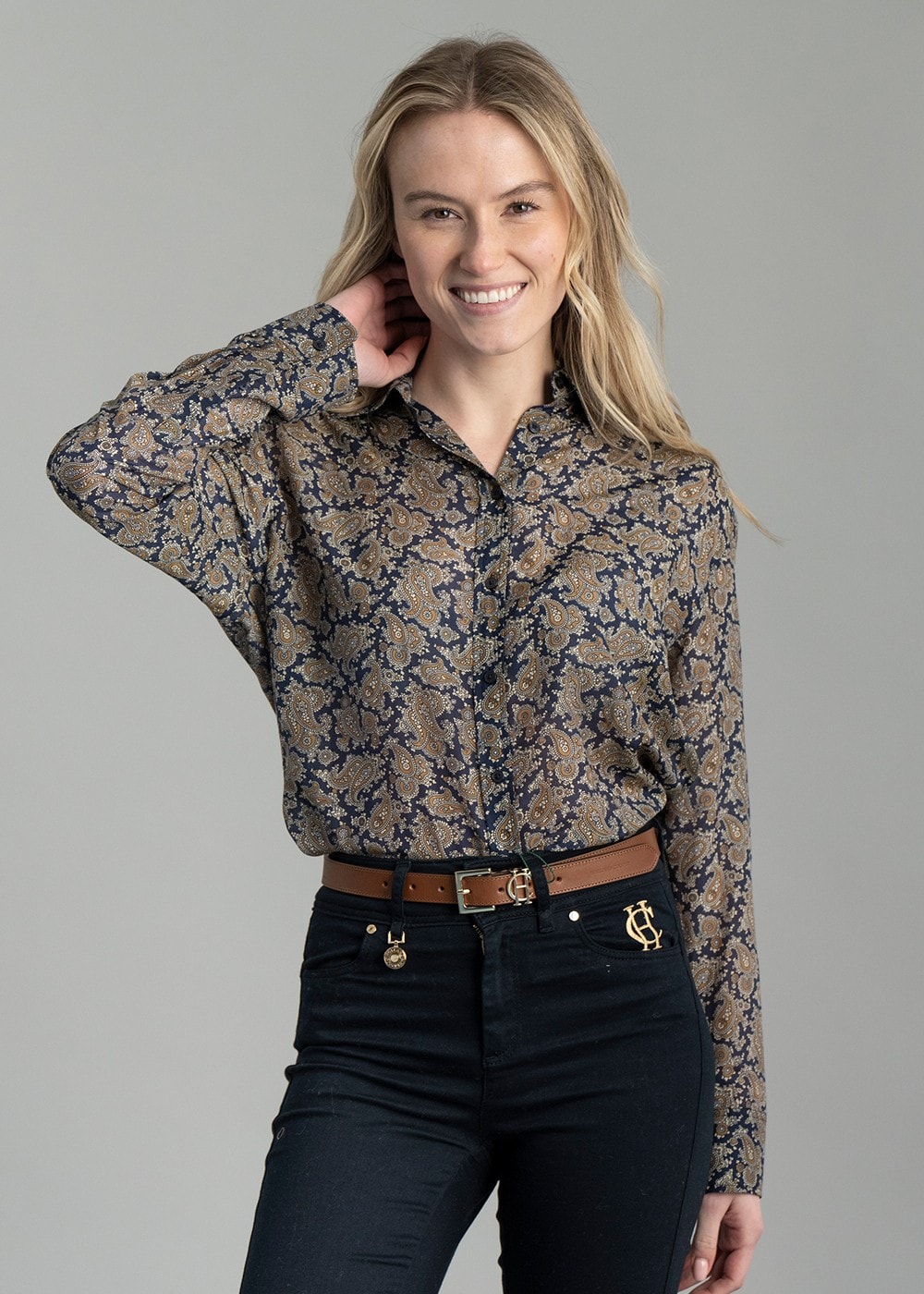 Paisley Cotton Silk Shirt - Persian Blue - 3