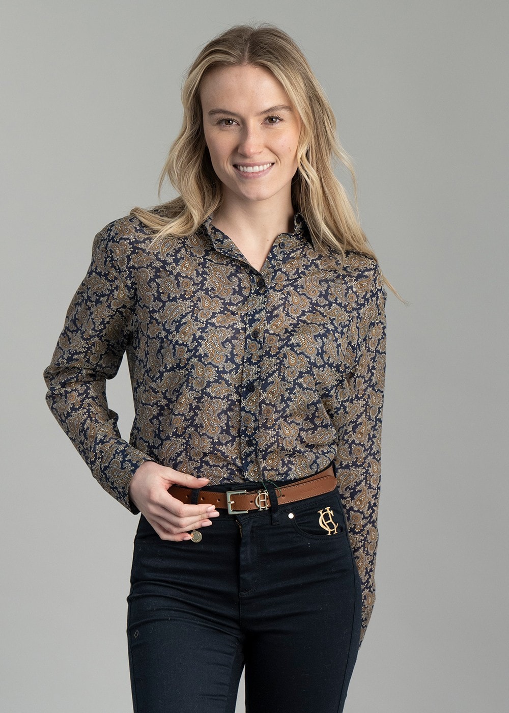 Paisley Cotton Silk Shirt - Persian Blue - 5