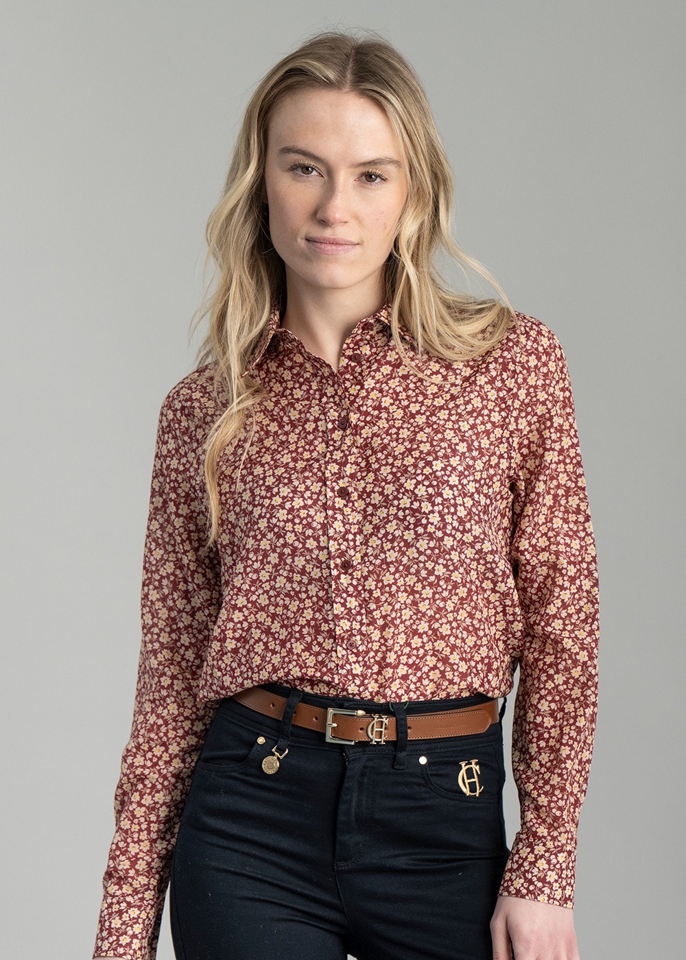 Floral Cotton Silk Shirt - Plumped Red - 3