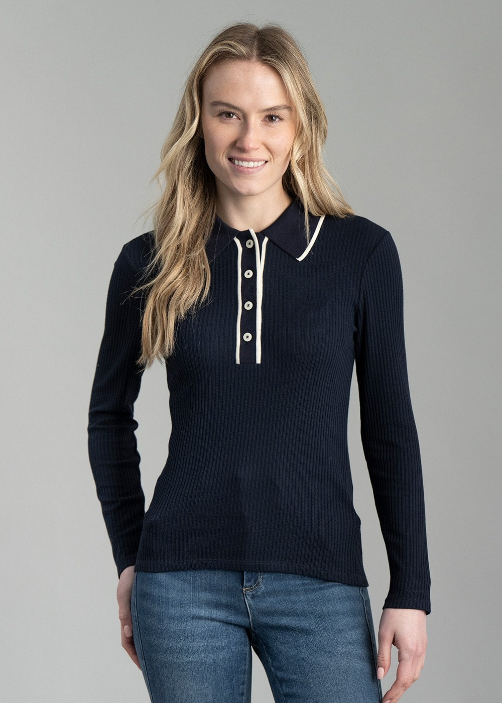 Rib Polo Shirt - Evening Blue - 3