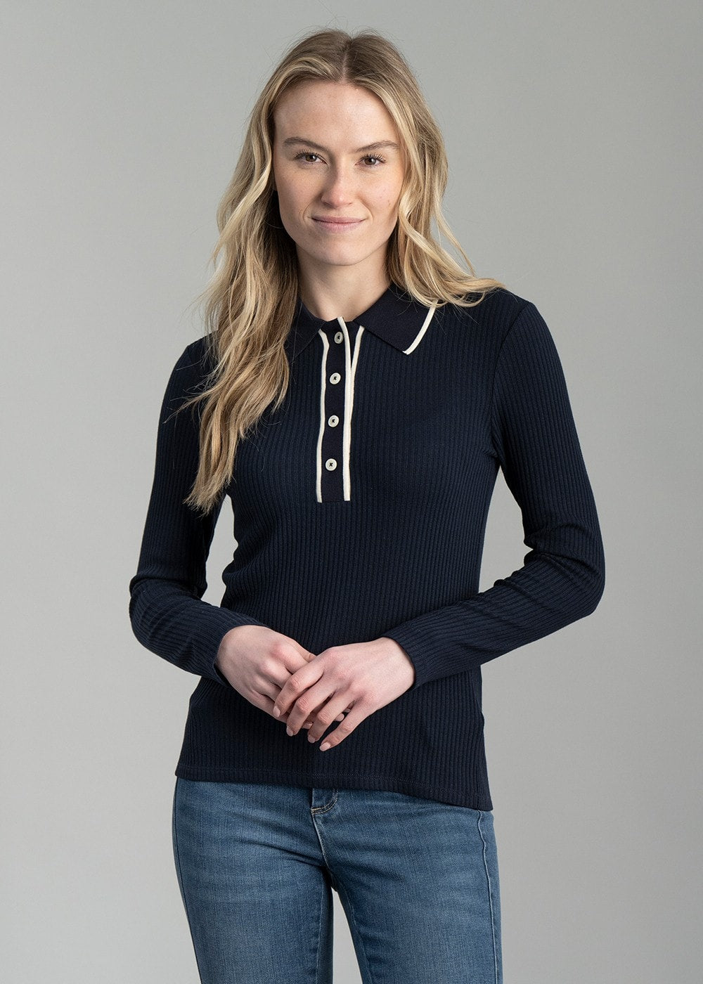 Rib Polo Shirt - Evening Blue - 4