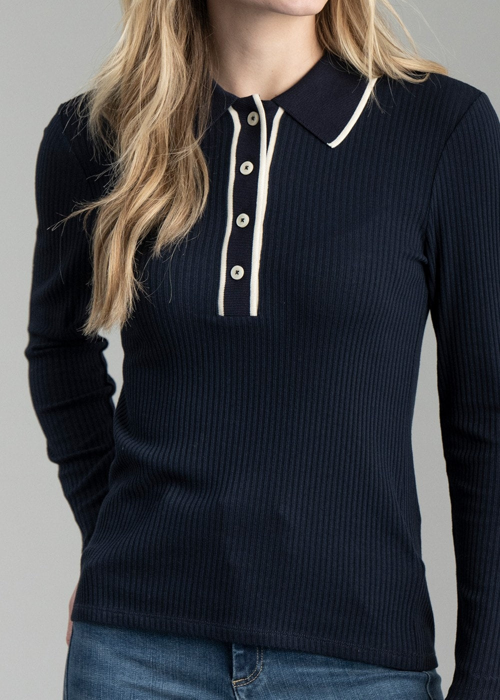 Rib Polo Shirt - Evening Blue - 5