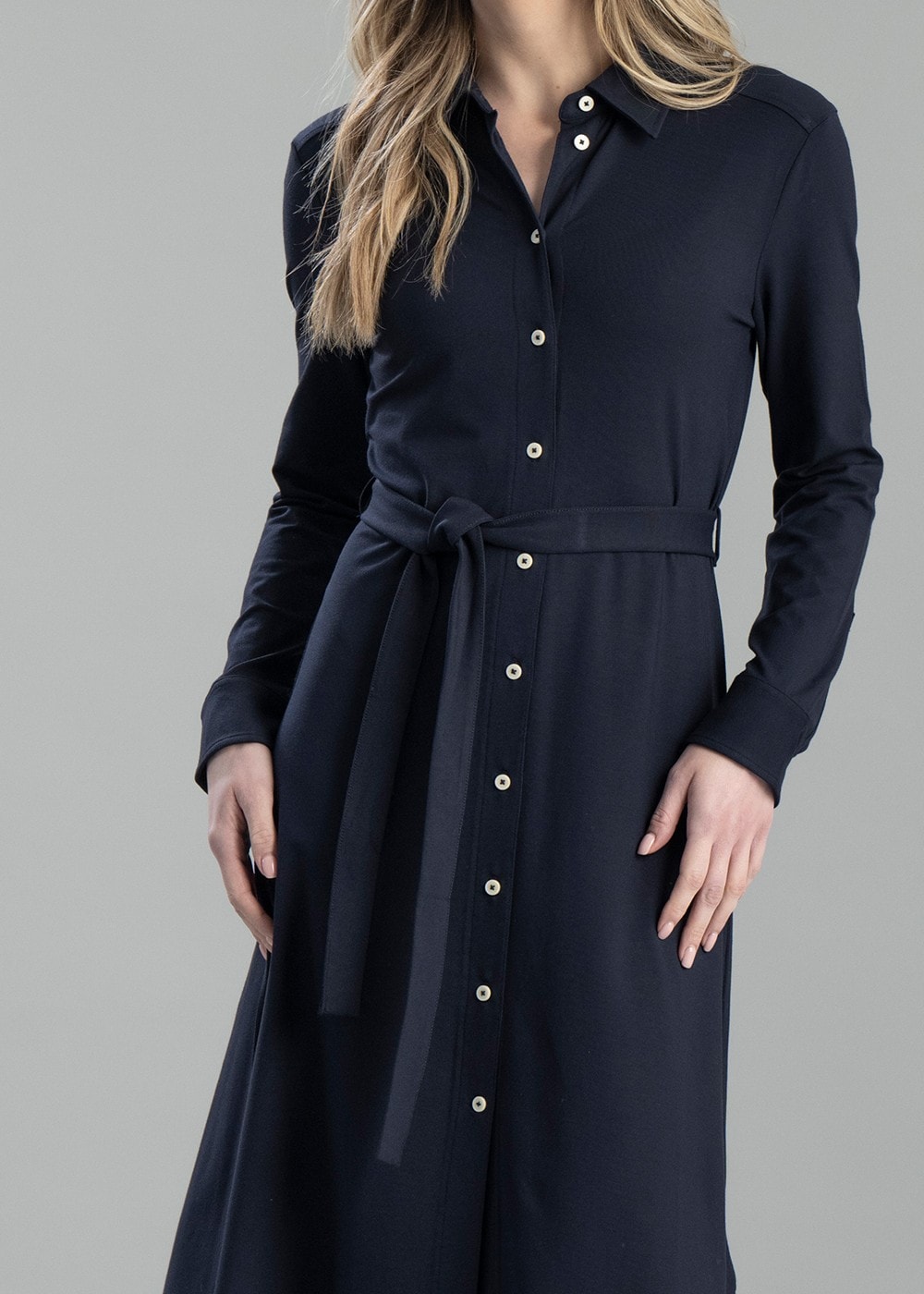 Jersey Shirt Dress - Evening Blue - 5