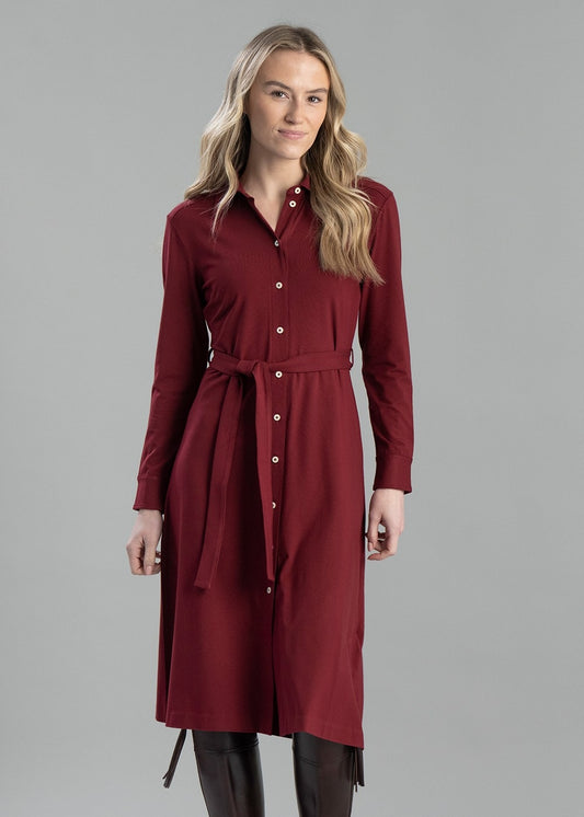 Jersey Shirt Dress - Plumped Red - 1