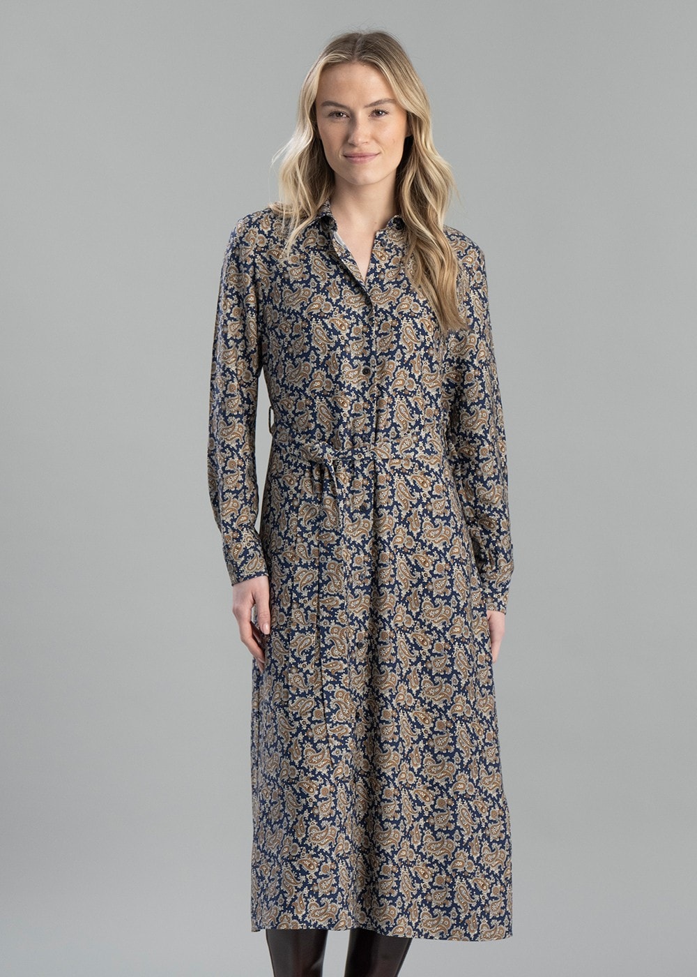 Paisley Shirt Dress  - Persian Blue - 1