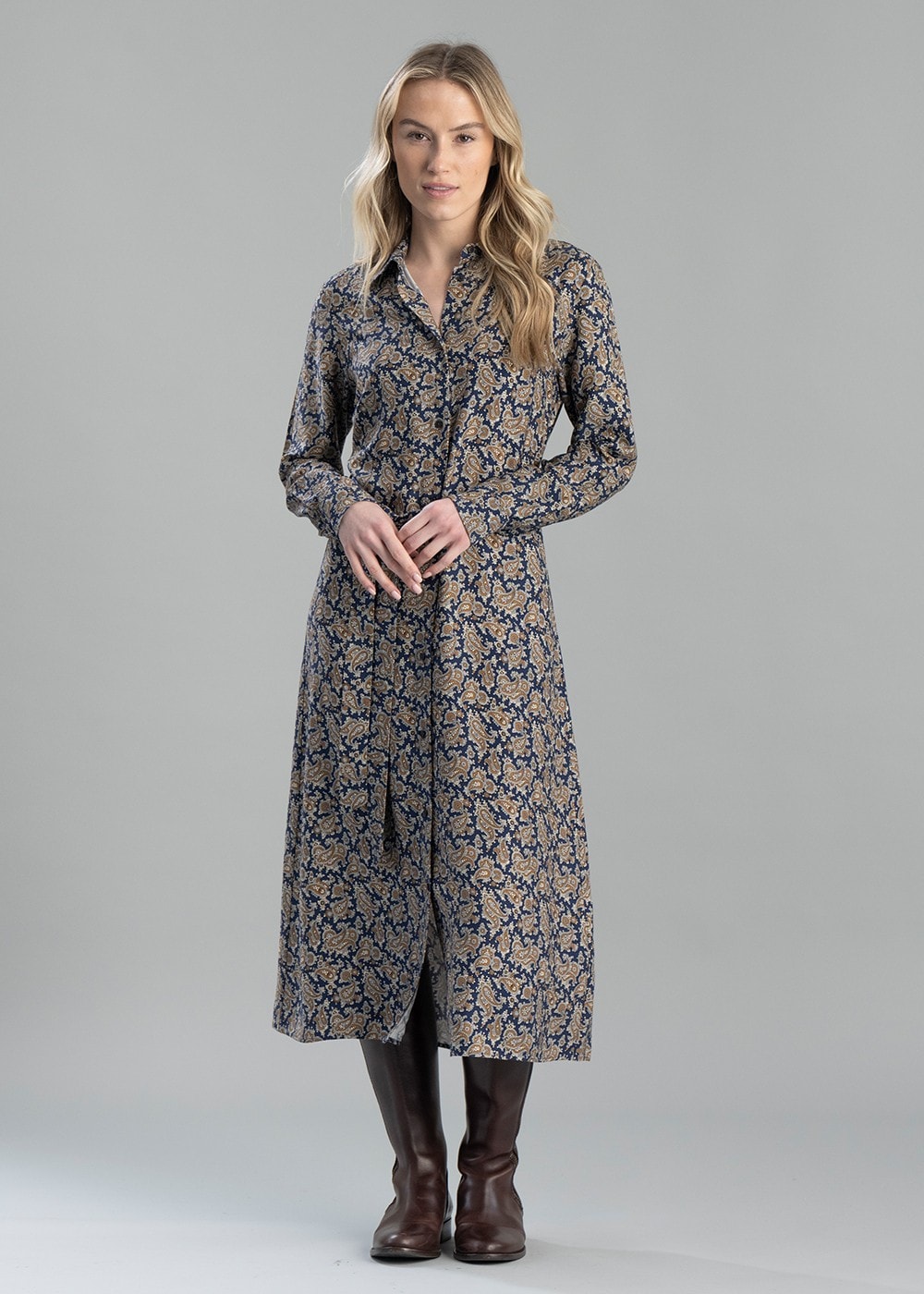 Paisley Shirt Dress  - Persian Blue - 3