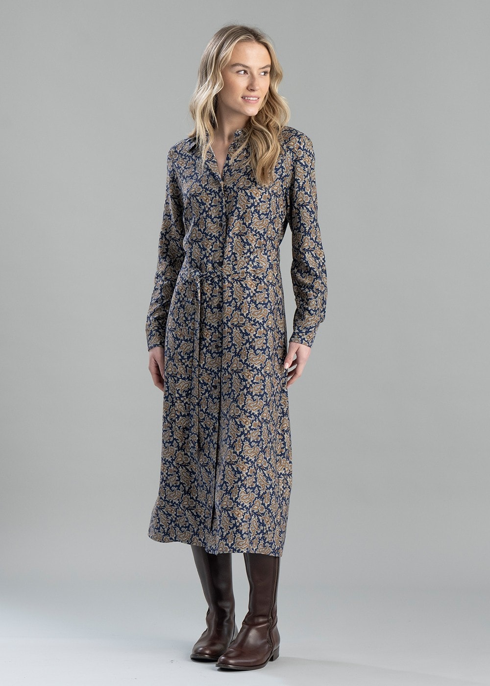 Paisley Shirt Dress  - Persian Blue - 4