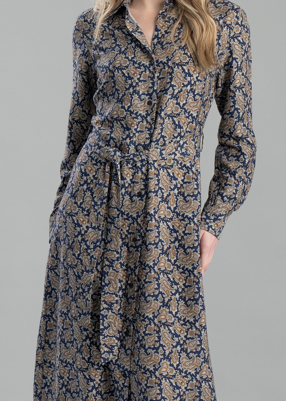 Paisley Shirt Dress  - Persian Blue - 5