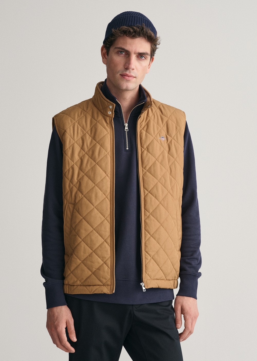 Quilted Windcheater Vest - Roasted Walnut - 1