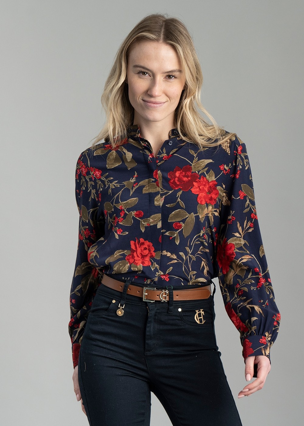 Rose Print Blouse - Classic Blue - 4