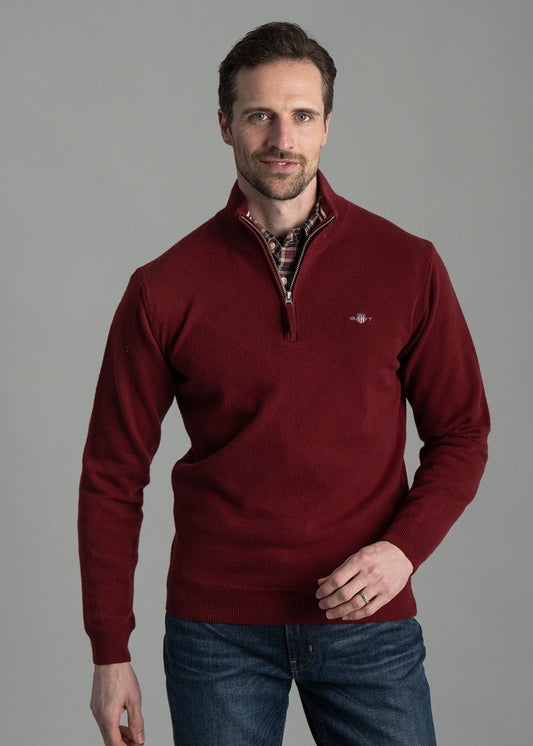 Superfine Lambswool Half Zip - Plumped Red - 1