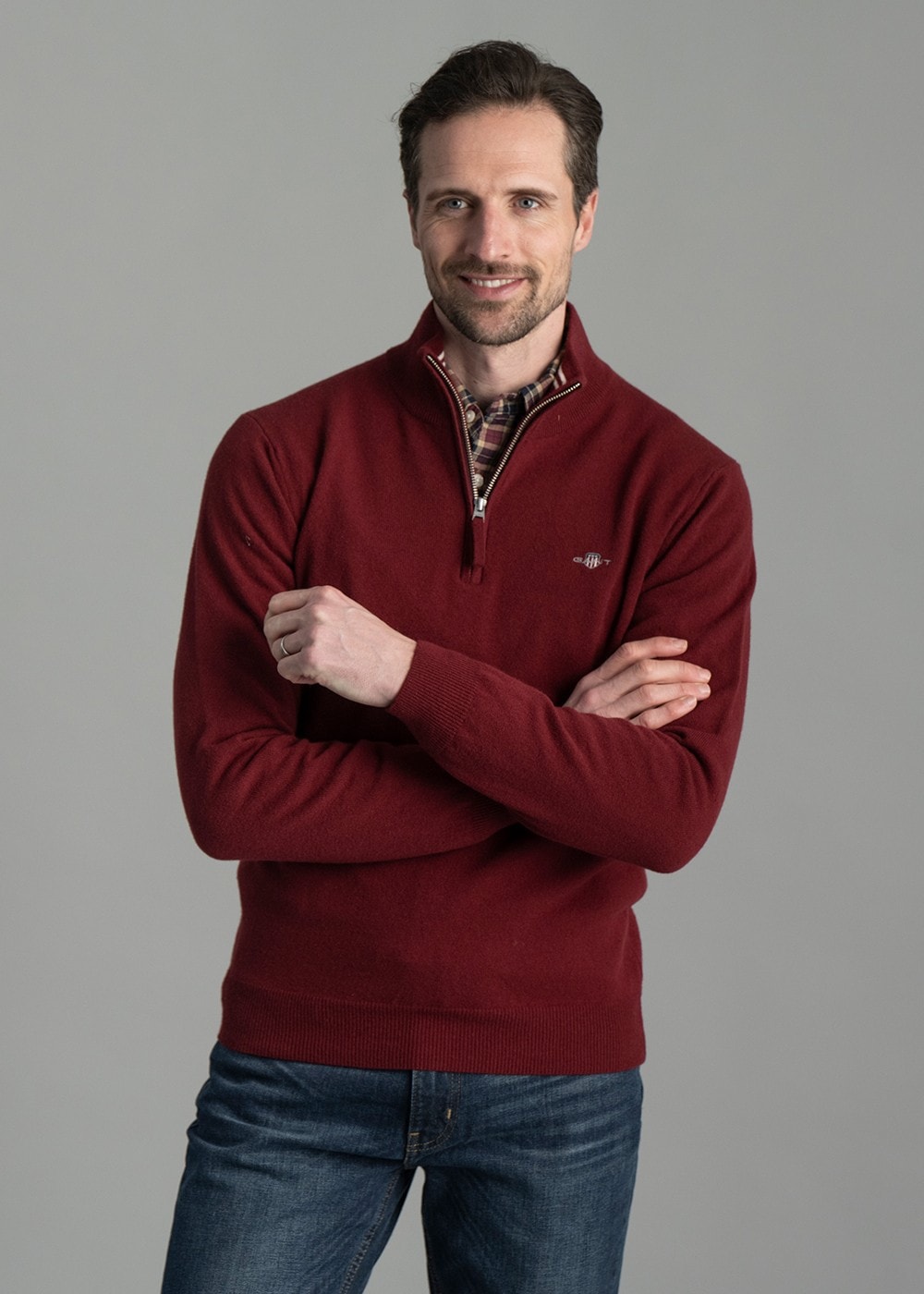 Superfine Lambswool Half Zip - Plumped Red - 3